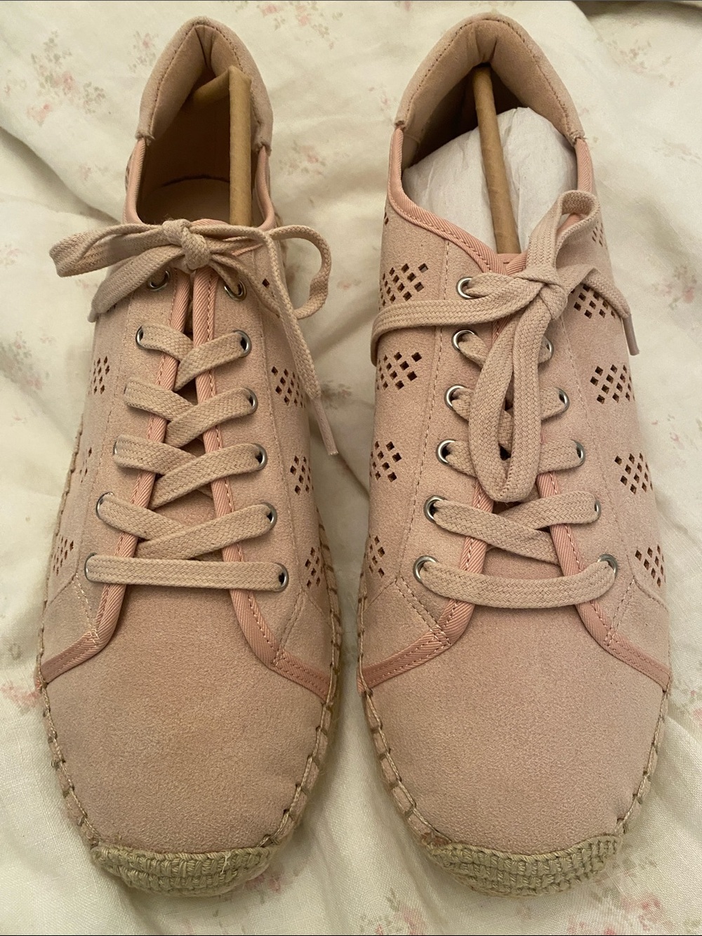 Marc Fisher Blush Pink Perforated Espadrille Sneakers